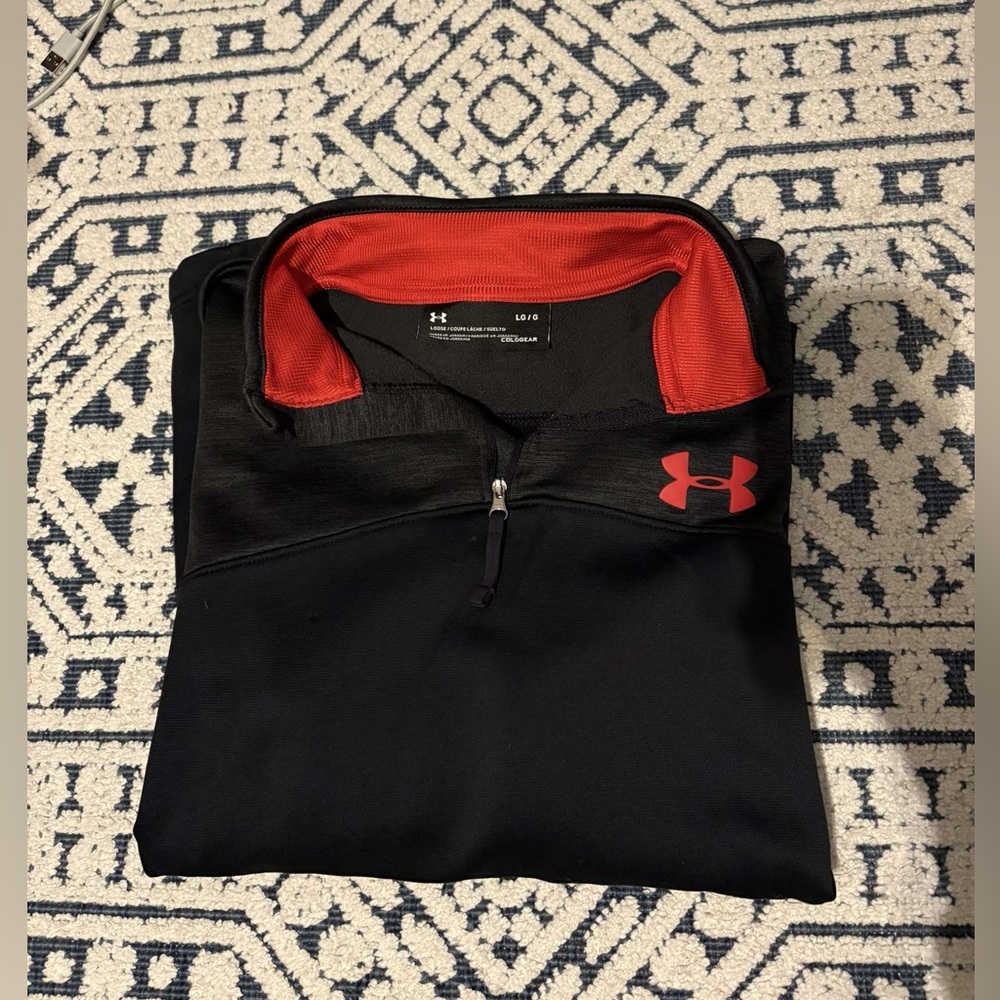 Men’s Black Under Armour Coldgear Quarter-zip, size Large